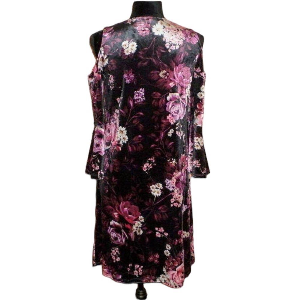 Spenser Jeremy Cold Shoulder Floral Velvet Stretch Dress - Women’s 10 - NWT - Picture 10 of 15